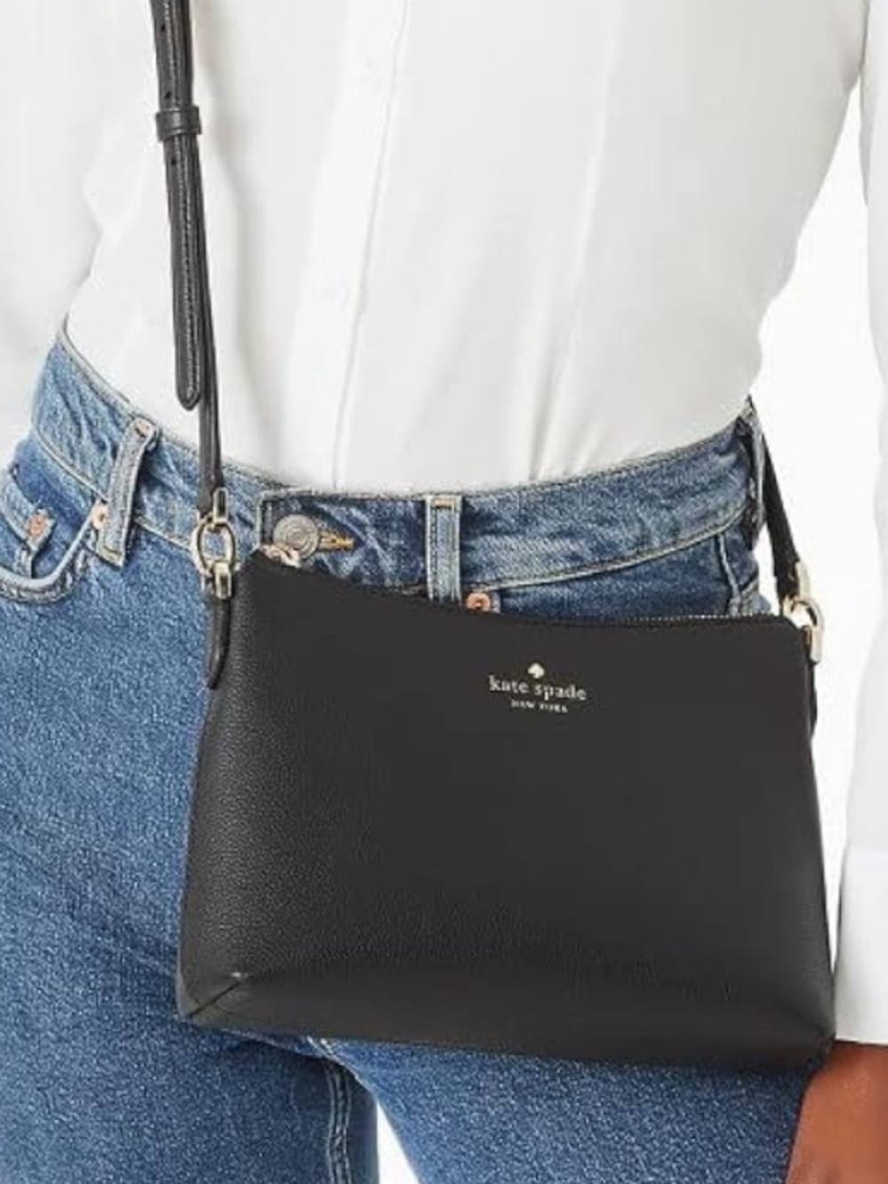 kate spade Black Pebbled Leather Convertible Crossbody